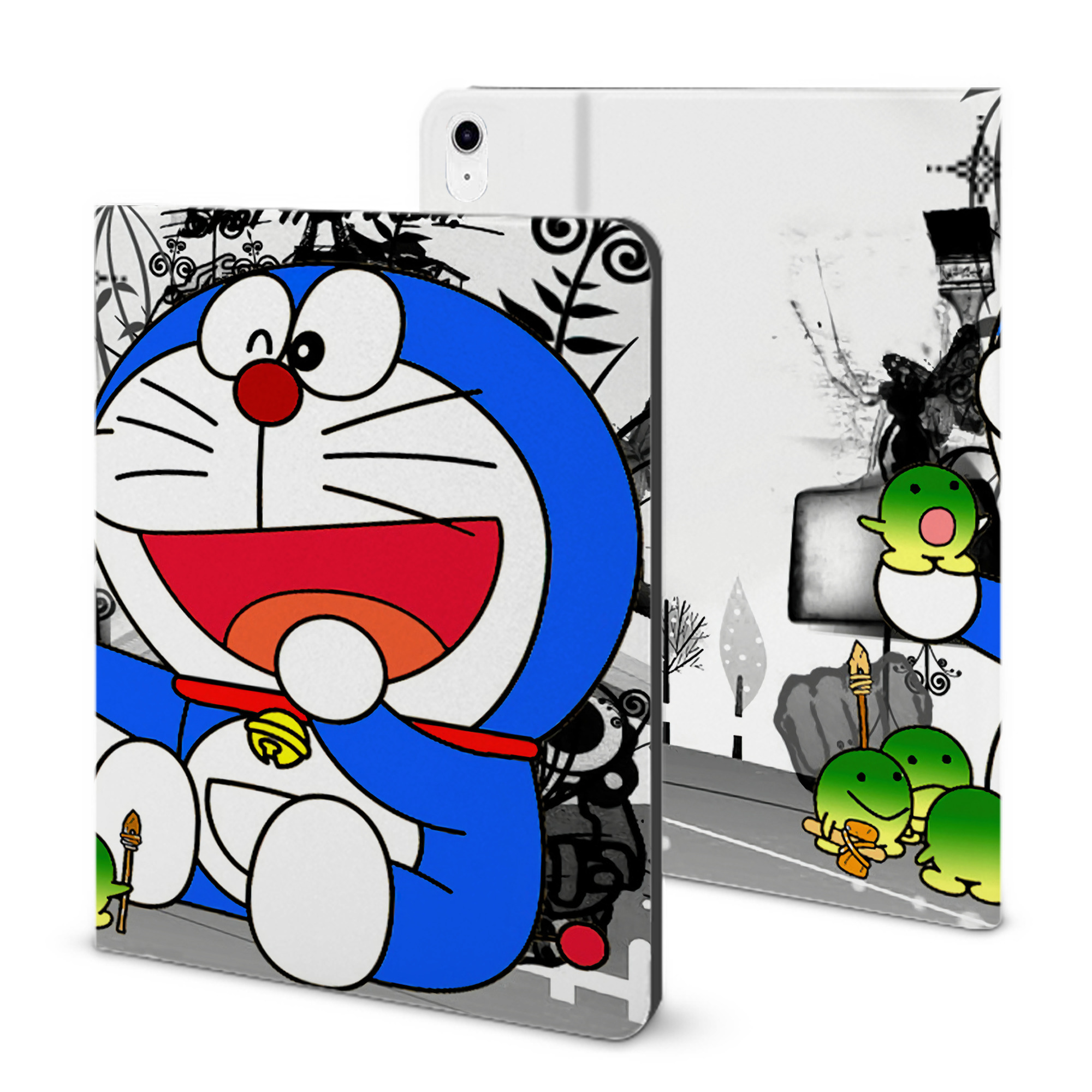 （画像用） ドラえもん Doraemon IPad ケース ブック型 PUレザー TPU 耐衝撃 軽量 薄型 ペン収納なし 全面保護 IPad 各モデル対応